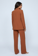 Tailleur pantalon large deux pièces Ines Marron