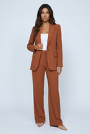 Tailleur pantalon large deux pièces Ines Marron