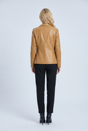 Veste cuir blazer camel vue de dos