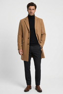 William men's wool overcoat in camel, front view