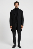 William men's wool overcoat in black, front view
