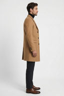 William men's wool overcoat in camel, side view