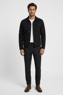 George men's trucker jacket in black, front view