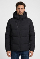 Felix men's padded down winter jacket in black, closeup view