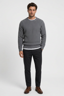 Greg men's waffle-knit crew-neck jumper in grey, front view
