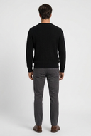 Greg men's waffle-knit crew-neck jumper in black, back view