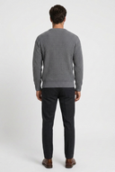 Greg men's waffle-knit crew-neck jumper in grey, back view