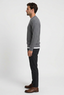 Greg men's waffle-knit crew-neck jumper in grey, side view