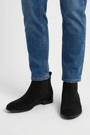Felix men's suede Chelsea boots in black, closeup view