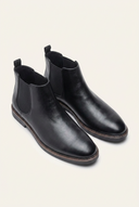Grayson men's leather-look dress Chelsea boots in black, front view