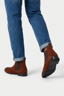 Felix men's suede Chelsea boots in brown, back view