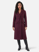 Manteau Cintré Col À Revers Laine Mélangée