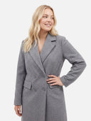 Manteau Cintré Col À Revers Laine Mélangée