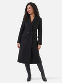 Manteau Cintré Col À Revers Laine Mélangée
