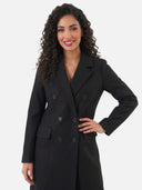 Manteau Cintré Col À Revers Laine Mélangée