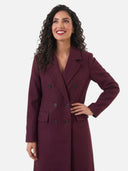 Manteau Cintré Col À Revers Laine Mélangée