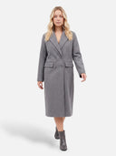 Manteau Cintré Col À Revers Laine Mélangée