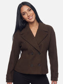 Trench Court Laine Mélangée Double Boutonnage Femme