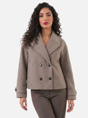 Trench Court Laine Mélangée Double Boutonnage Femme