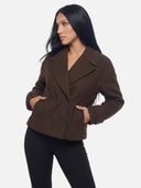 Trench Court Laine Mélangée Double Boutonnage Femme