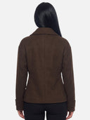 Trench Court Laine Mélangée Double Boutonnage Femme