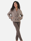 Trench Court Laine Mélangée Double Boutonnage Femme