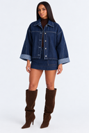 Veste En Jean Matelassée Oversize Femme